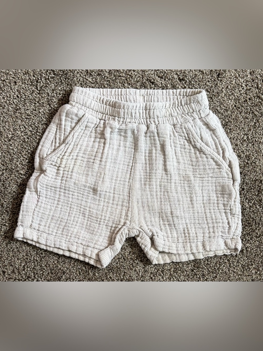 Zara Kids Cream Textured Shorts with Elastic Waist